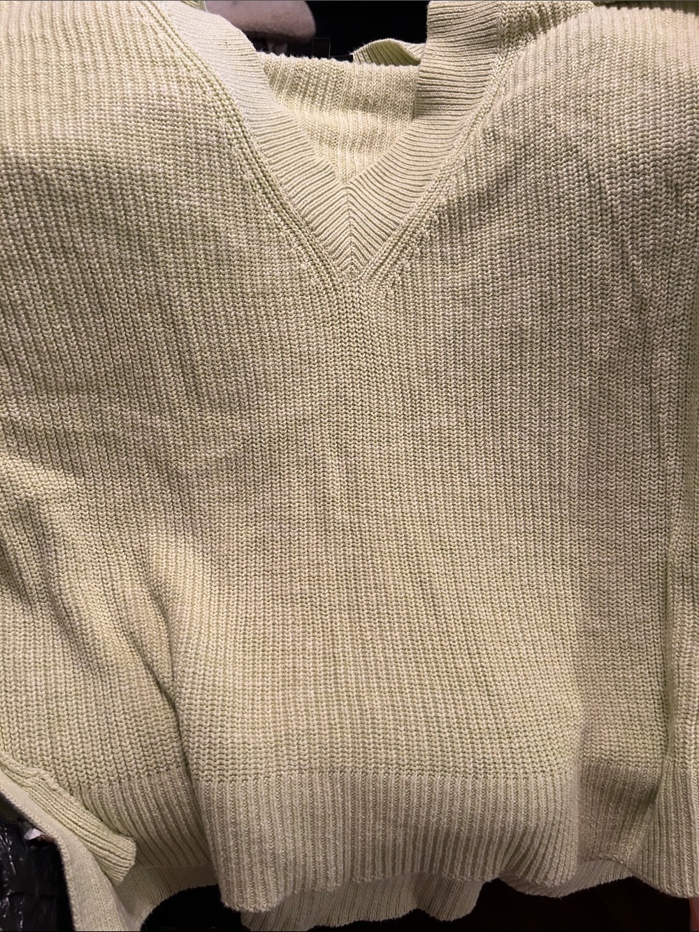 Lane Bryant Cream V-Neck Sweater - Women's Rib Knit